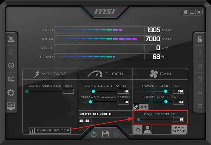 Bar fan speed to specific percentage using MSI afterburner