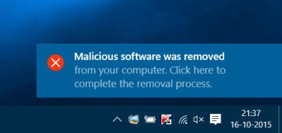 wi dows microsoft malicious software removal tool popup