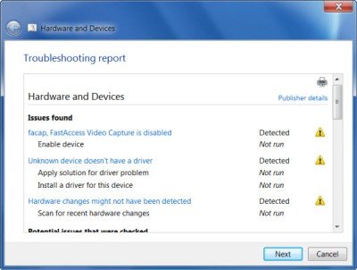 Windows Hardware and Devices Troubleshooter