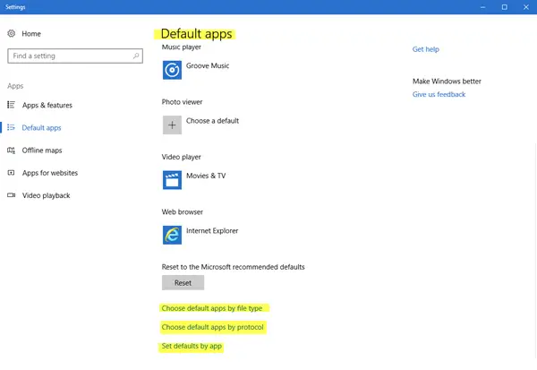 Standard-Apps Festlegen Windows 10