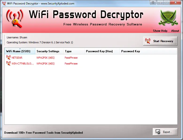 Recover WiFi Password In Windows With WiFi Password Decryptor