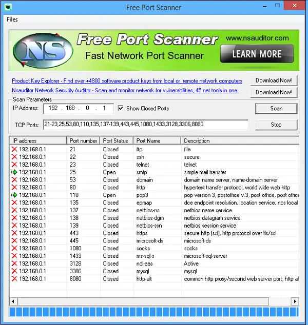 Free Port Scanner Windows : Perform Port Scan