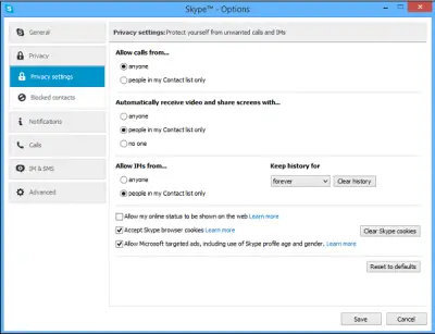 how to delete skype history 2016