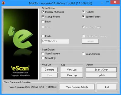 Free Standalone eScan Anti-Virus Toolkit MWAV for Windows