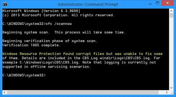 Windows Resource Protection found corrupt files