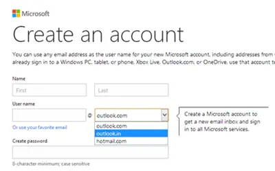 how to create new outlook email address