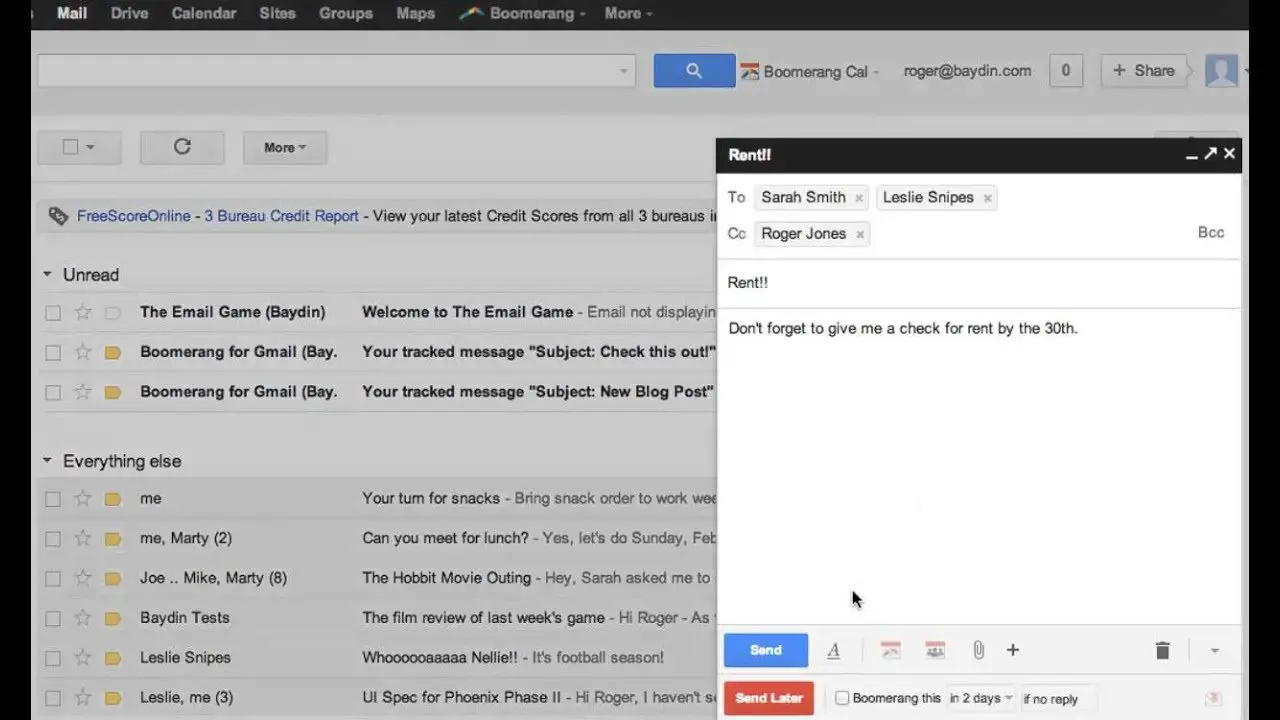 using boomerang for gmail