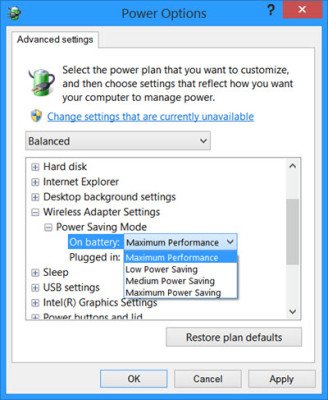 Poor WiFi performance; Wireless Network connection drops in Windows