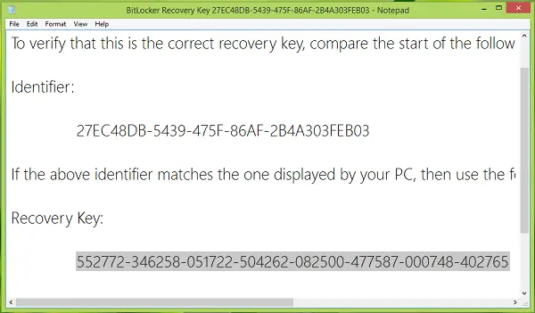 how to get bitlocker recovery key windows 10