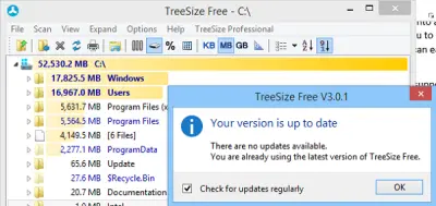 file tree size windows 10
