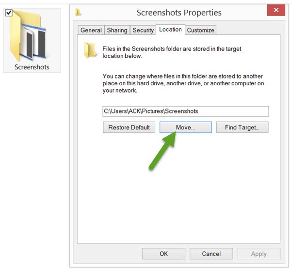 to Screen Screenshots folder in Windows 11/10