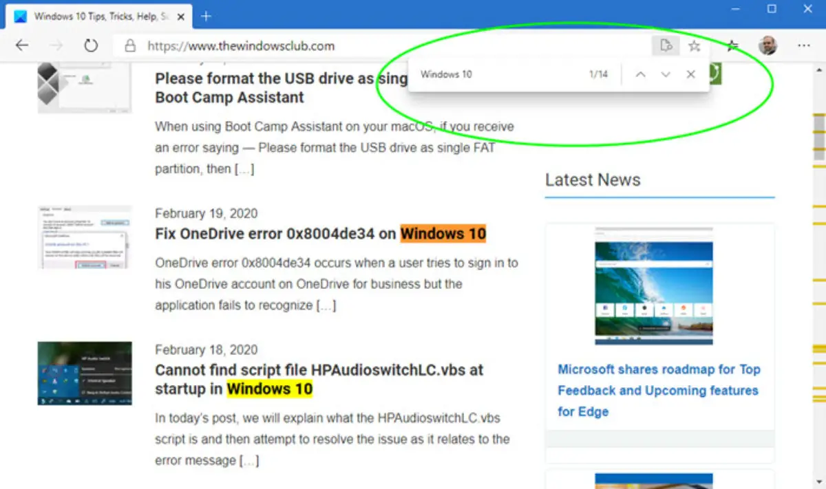 How To Search For A Word On A Web Page In Any Browser On Windows 10