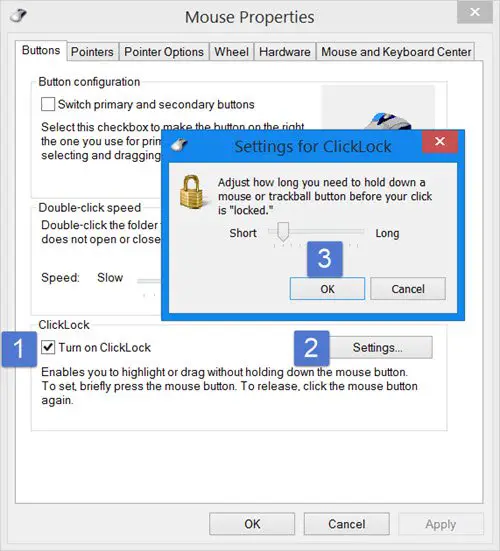 Aktivieren Sie Clicklock In Windows