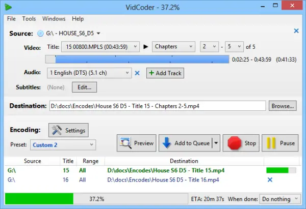 VidCoder: DVD/Blu-ray ripping and video transcoding software