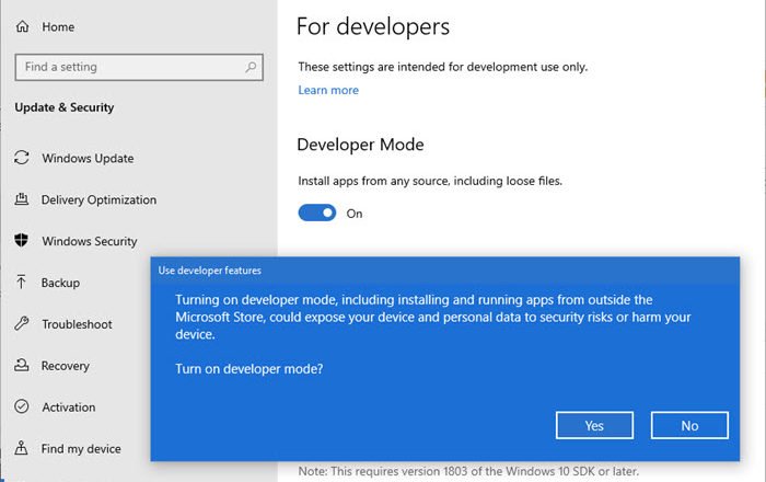 sideload apps in windows 10