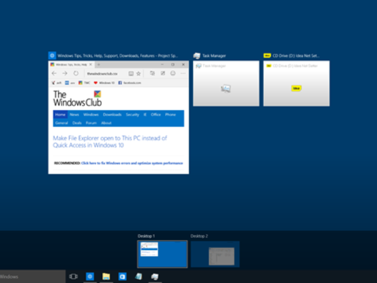 hotkey for task view windows 10
