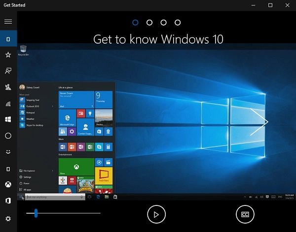 Get Started app of Windows 10 - Learn Windows 10