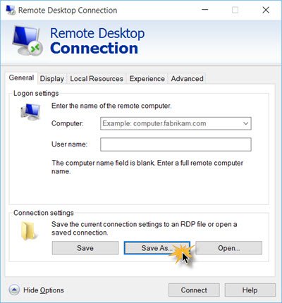 remote desktop connection manager fullscreen hotkey