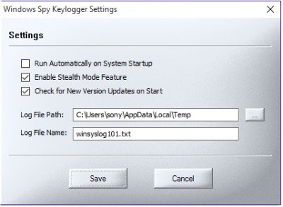 keylogger settings