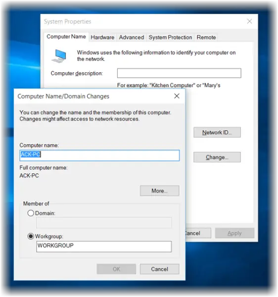 How to change computer name in Windows 10