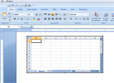 How to insert Excel Spreadsheet in Word Document