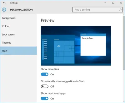 Show more Tiles on Start Menu in Windows 10