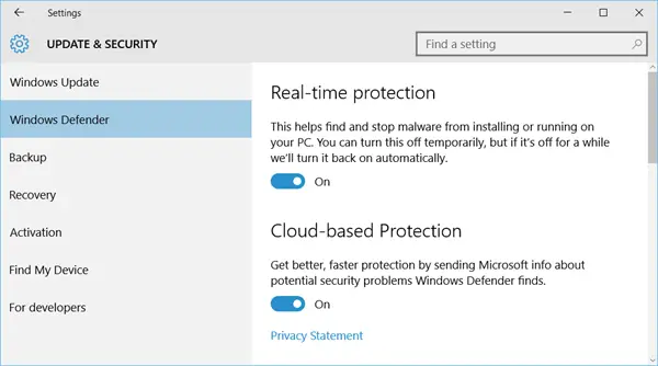 Windows Defender will not turn off; Unable to disable Defender