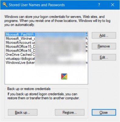 windows 10 manage passwords