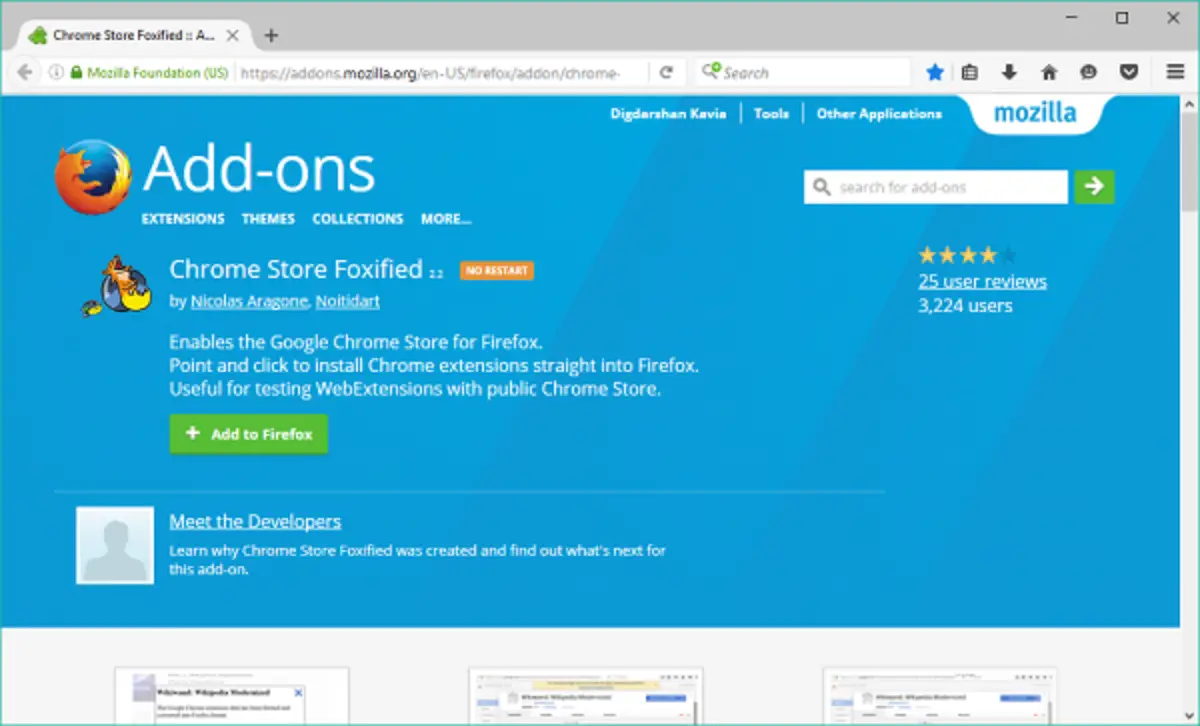 Chrome store foxified addon