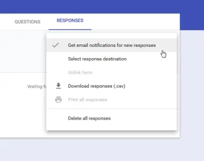 Get email notifications for new responses in Google Forms