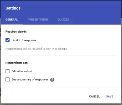 Limit to one response Google Forms tips adn Tricks