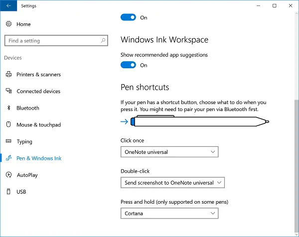 Configure Pen shortcuts & Touch settings in Windows 11/10