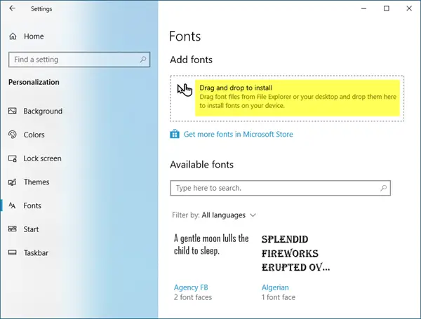 allow users to install fonts windows 10