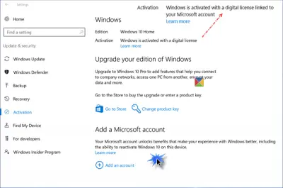 How to link Windows Product Key to Microsoft Account