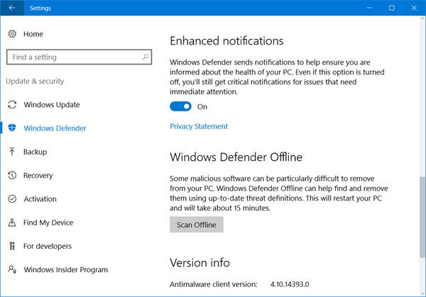 windows defender offline tool windows 10 download