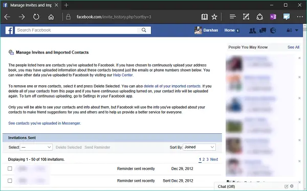 How to see and delete the Contacts you have shared with Facebook