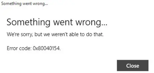 Windows 10 Mail app error 0x80040154
