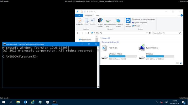 safe mode with command prompt windows 10