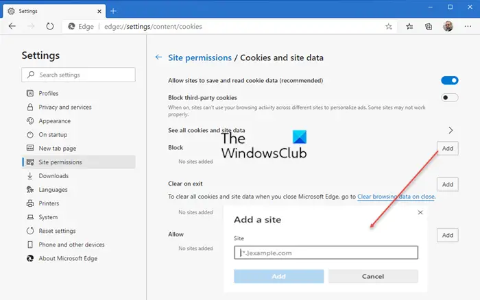 how to block a site on microsoft edge