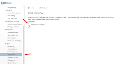 How To Disable Link Preview In Outlook Web