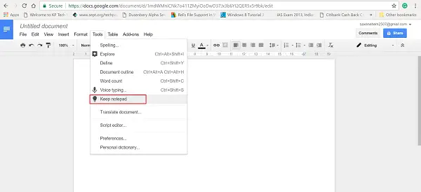 How To View And Add Notes To Google Docs From Google Keep Thewindowsclub