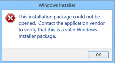 This installation package could not be opened