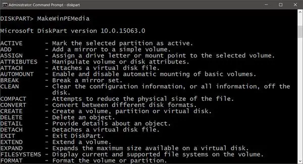 Create multiple partitions on a USB MakeWinPEMedia