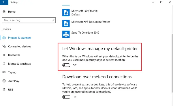 windows 7 set default printer