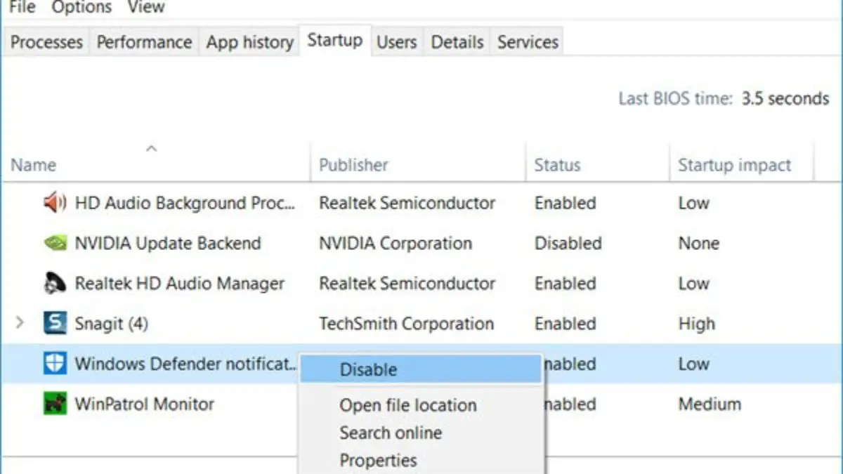Disable Windows Defender Security Center Taskbar Icon In Windows 10