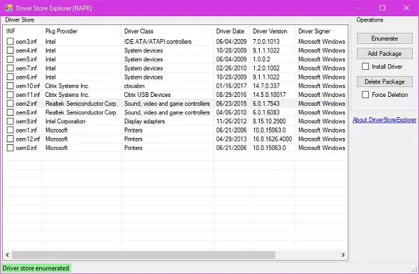 Manage, list, add, remove Device Drivers with DriverStore Explorer