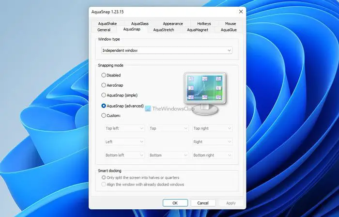 Aquasnap Vous Permet D'Étendre La Fonctionnalité Aero Snap, Aero Shake Dans Windows 11/10