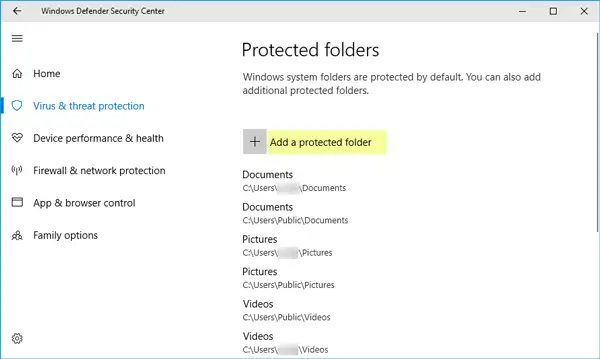 protected folder access blocked