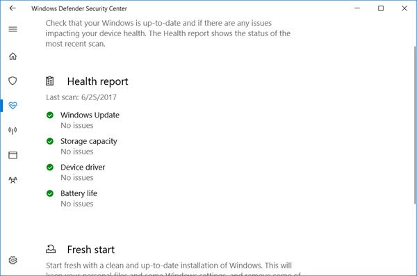 Health Report Is Not Available In Windows 11/10