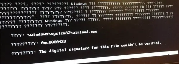 The digital signature for this file couldn't be verified